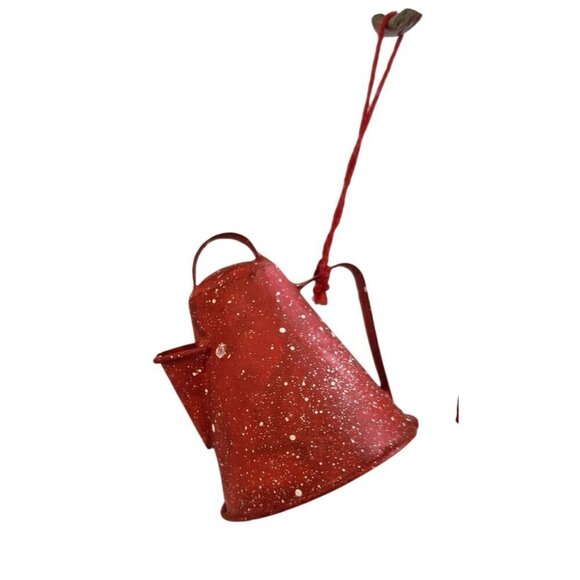 Set Of 2 Miniature Red Speckled Metal Campfire Coffee Pot & Pail Ornament Decor - Picture 2 of 8